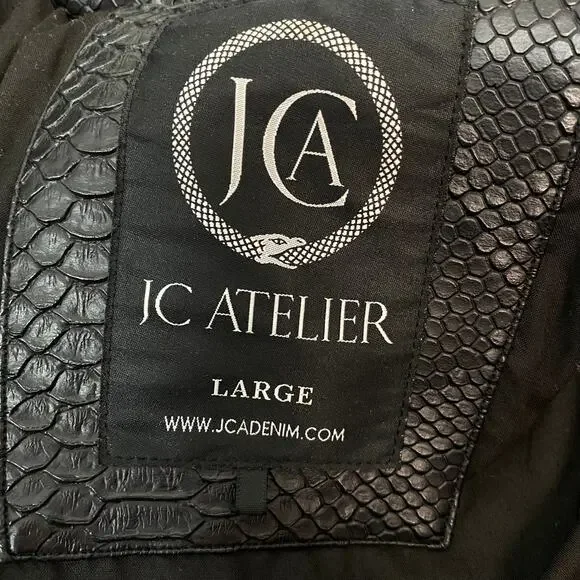 JC ATELIER Black Alligator Men’s Jacket Large - Picture 5 of 6